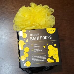 Premium Yellow Bath Pouf Set by